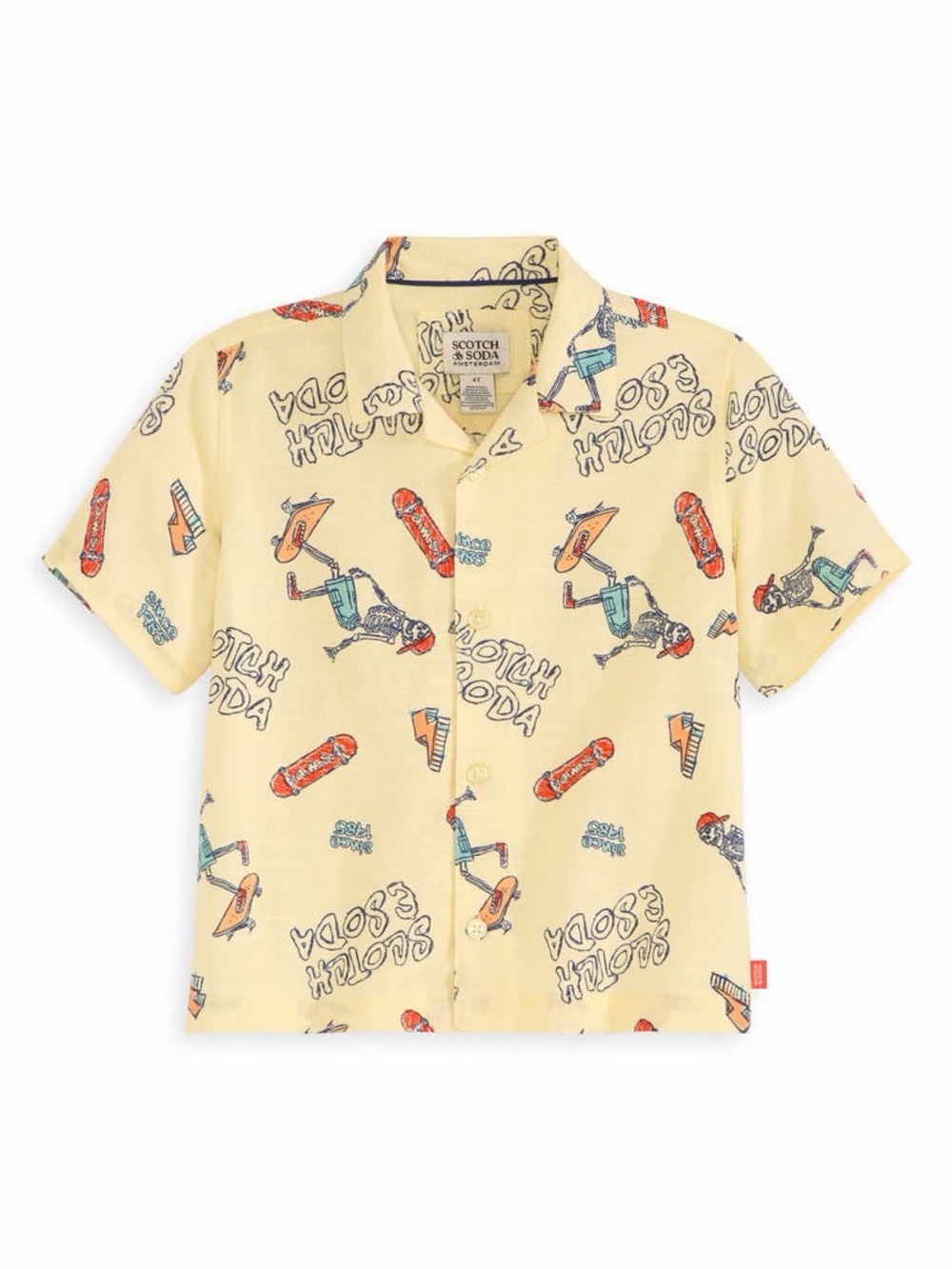 Scotch & Soda Boys Yellow Skater Skeleton Shirt 3T